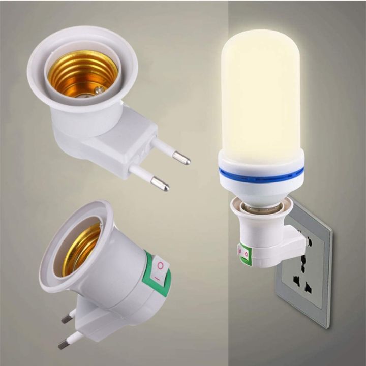 1PC LED Light Holder Bulb Adapter Converter Socket EU Plug PBT PP To E27 ON/OFF White Lamp Base