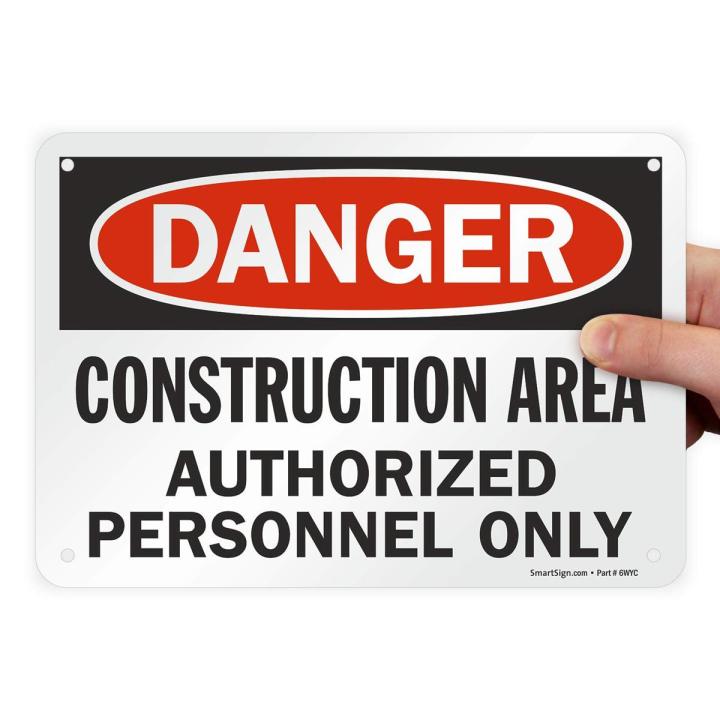 Warning - Construction Area Sign Board, Authorized Personnel Only" Sign | 7" x 10" inch Printed Black/Red on White
