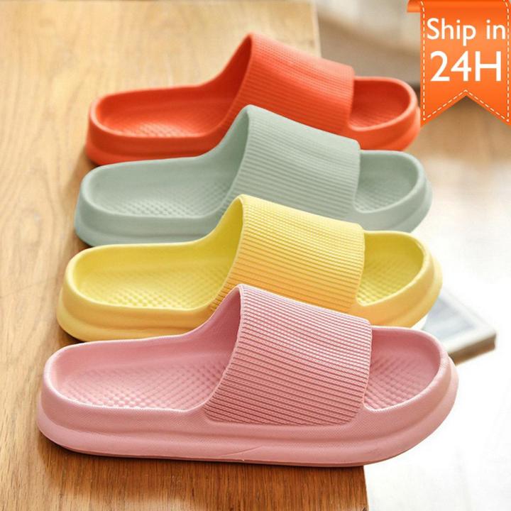New Thick Platform Bathroom Home Slippers Women Men Soft Sole Eva Indoor Slides Female Sandals 2022 Summer Non-Slip Slippers