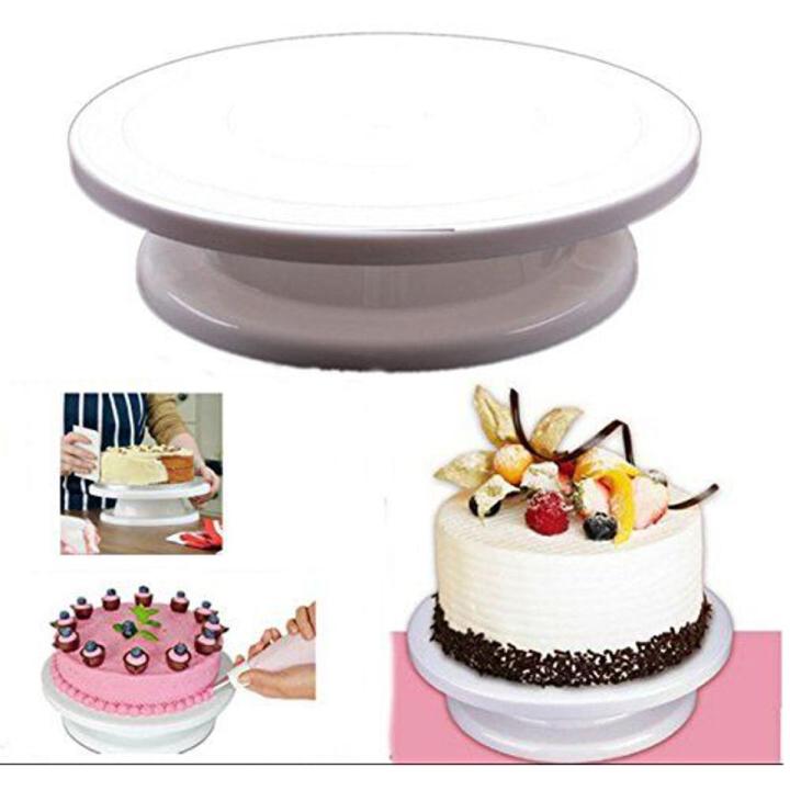Cake Turn Table Cake Decorating Icing Rotating Turntable Stand White Plastic Fondant Diy Baking Rotating Tray
