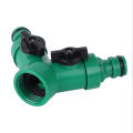 Two Way Pipe Divider Hose Splitter Garden Water Tap Adapter With Valve. 
