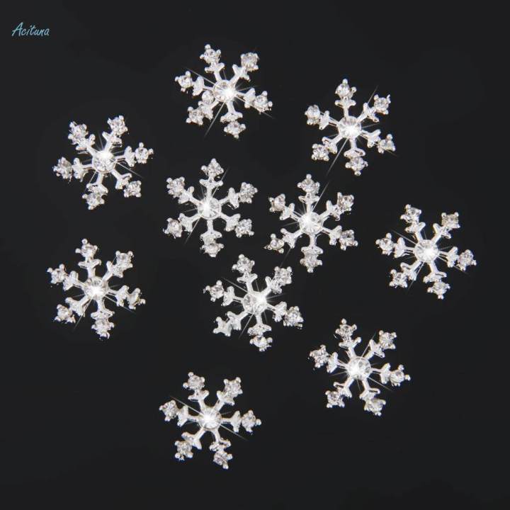 10x Silver Rhinestone Snowflake Applique Embellishment Card Making 14mm