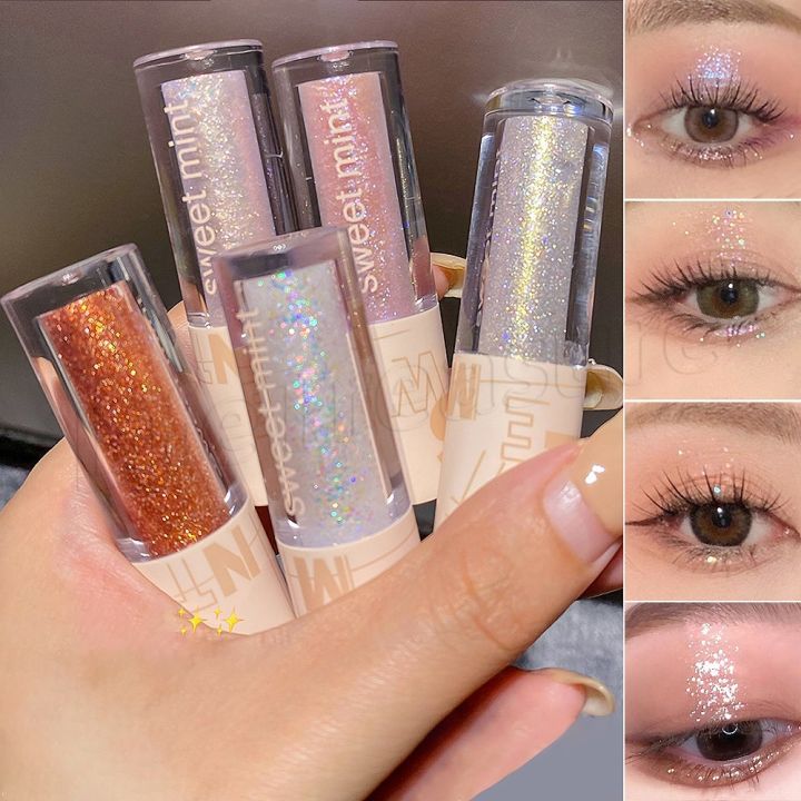 SWEET MINT  Long-lasting Shiny Liquid Eyeshadow Pearlescent Liquid Eyeshadow Five-color Liquid Eyeshadow Glitter Highlight Lying SilkwormEye Cosmetic