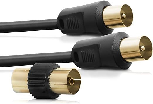 TV Aerial Cable 10m - Male To Male Gold Plated Coaxial Wire | Plug to Plug Shielded Connectors | Antenna AV Lead for Digital and Analogue Signals - Black uk import