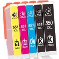 05 Remándóm Ink Cartridges Replacement/compatible for Canon PGI-550 XL / CLI-551 XL with Chip and Level Indicator for Canon Pixma IP7250 IX6850 MG5450 MG5550 MG5650 MG5655 MG6450 MG6650 MX725 MX925. 