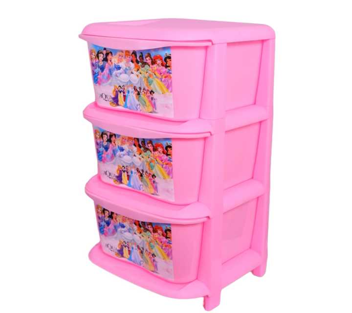 "Baby Cabinets in Cartoon Characters - 3 Shelf Storage Box, High-Quality Aqua Plast, Multi-Color Decorated Drawer Cabinet for Kids, 30x16x16"