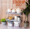 Stack Up Shelf with Steel Metal Leg, Folding Kitchen Organizer Cabinet Shelves – Foldable Shelf Stand Jar Rack Cupboard Storage Support 1-3 Tier Kitchen Pantry Organizer Kitchen Accessories Storage Racks. 