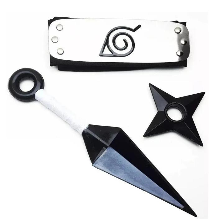 Naruto Bandana Kunai Shuriken Reentsunade Neckase Ring Naruto Figure set