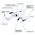 Hands Free Headband Magnifying Glass, Usb Charging Head Magnifier With Led Light Jewelry Craft Watch Hobby 5 Lenses 1.0X 1.5X 2.0X 2.5X 3.5X. 
