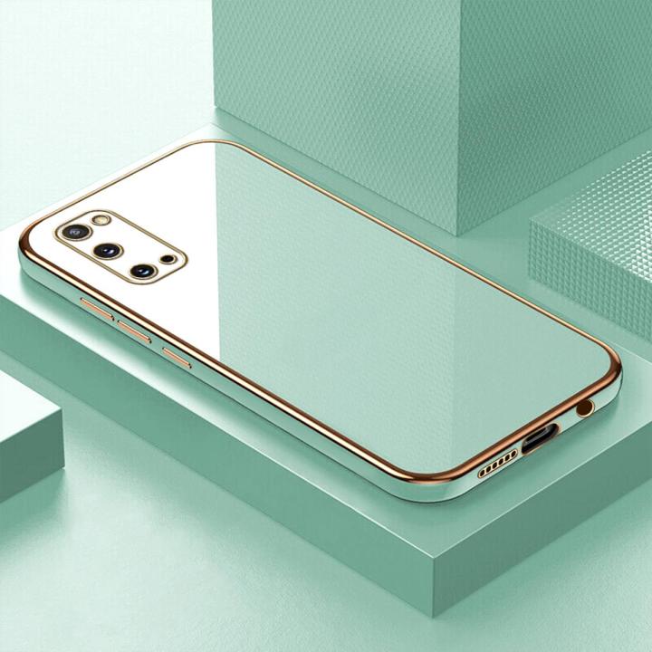 ZeroQiQi for Samsung Galaxy S20 Back Cover Luxury 6D Plating Case Side Pattern Soft Silicone Square Phone Cases + Free Lanyard