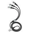 Ronin R305, 3 in 1 Cable Fast Charging , ANDROID, Type C & IOS Best In Quality High - Speed Data Cable - Black.. 