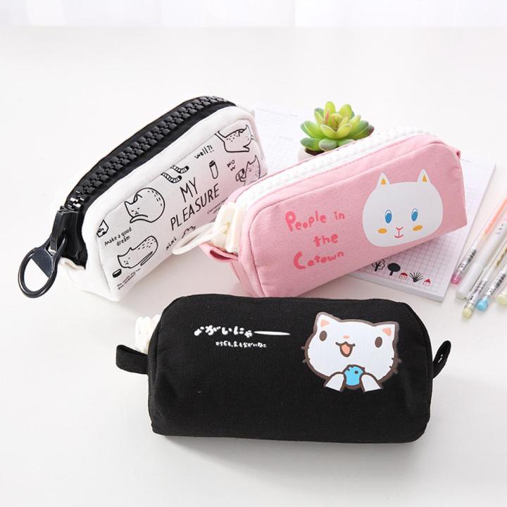 Korean Stationery Pencil Case with Big Zipper Cute Pencil Pouch Large Capacity Pen Bag for Student School Office Supplies