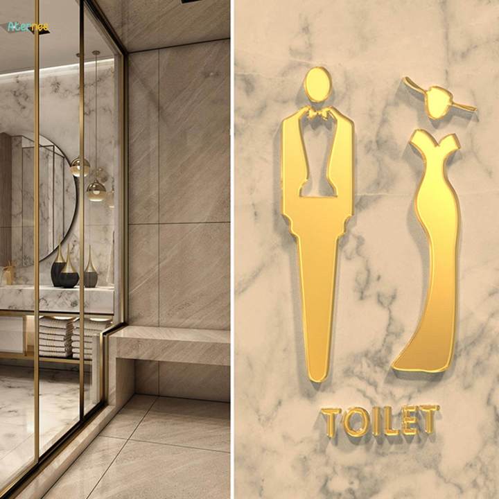 WC Sign Board Signage Bathroom Sign with Self Toilet Sign Male Female S