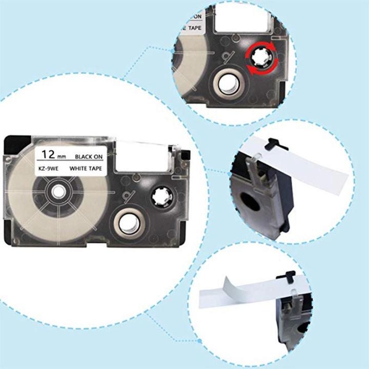 4 Pack 12mm Black on White Label Tape Label Maker Compatible with KL1500 KL2000 KL7000 KL7200 KL-100 KL120 KL60 KL-750B Label Makers