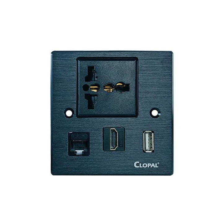 Multimedia Outlet System Multifunctional Media Wall Socket Outlet, Multimedia Wall Plate Silver ...