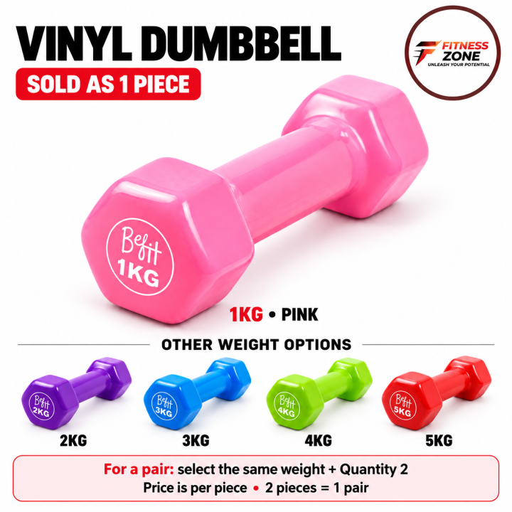 Single Vinyl Dumbbell - Non Slip Coated Fixed Weight Dumbbell