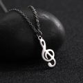 Music Note Treble Musical Symbol G Clef Statement Gold Color Stainless Steel Snake Chain Pendant For Woman Man. 