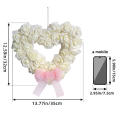 Home decor Heart-shaped wreath Delicate Pink White White rose wreath Heart-shaped Red Romantic Valentine's Day wreaths for Valentine's Day decoration Home decoration Wedding venue decor Gift for loved. 