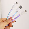 Colorful Laser Spiral USB Charger Cable Cord Protector Wrap 140cm Cable Winder For iPhone Samsung Mi Data Cable Sleeve Universal. 