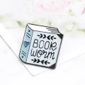 Fashion Women English Letter Book Worm Badge Brooch Pin Clothes Jewelry Decor. 