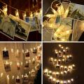 LED Photo Clip String Lights 3M 20 Clips 5V AA Warm White LEDs Home Decoration for Hanging Photos. 