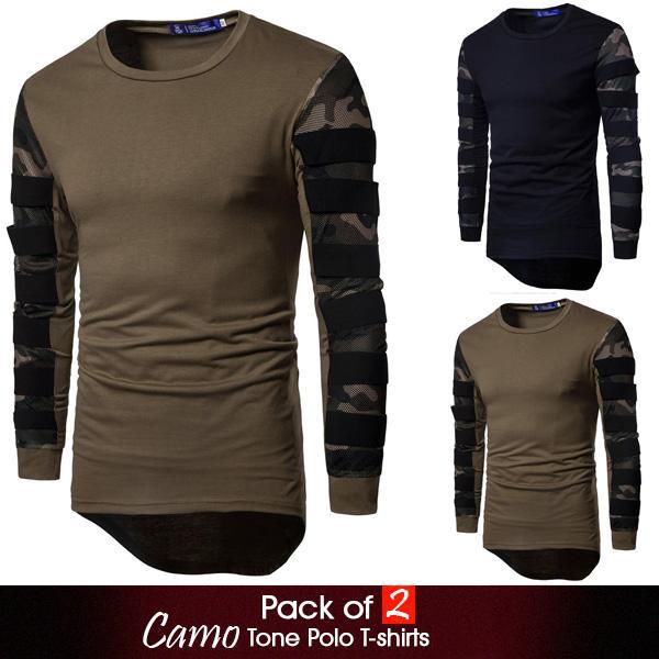 Pack Of 2 Camo Tone Polo T-Shirts