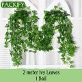 PACKIFY Pack of 6, 12 Artificial leaves plants garland green leaf bail 7ft natural look for decoration. 