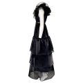 Wednesday Addams Cosplay Costume Black Short Sleeve Ball Dress Outfits for Women Kids Halloween Evening Party Roleplay wigs. 