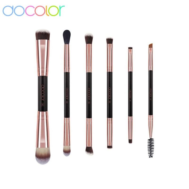 Docolor 6Pcs Double Sided Makeup Brushes Professional Foundation Eyeshadow Blending Eyebrow Cosmetic Brushes Set Makeup Brushes