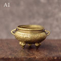 Brass Pocket Lotus Jiuding Incense Burner Hollow Incense Mini Incense Burner SEVICH. 