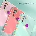 Biruiqu for Infinix Hot 9 Play Back Cover Luxury 6D Plating Frame Shiny Bling Phone Pounch Soft Silicone Square Phone Case. 