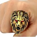 Shiny Non-Fade Red Eyes Lion Head Ring for Boys and Men - Stainless Steel Biker Punk Men's Rings For Boys - Stylish Fashion Jewelry Lion Ring for Men. 