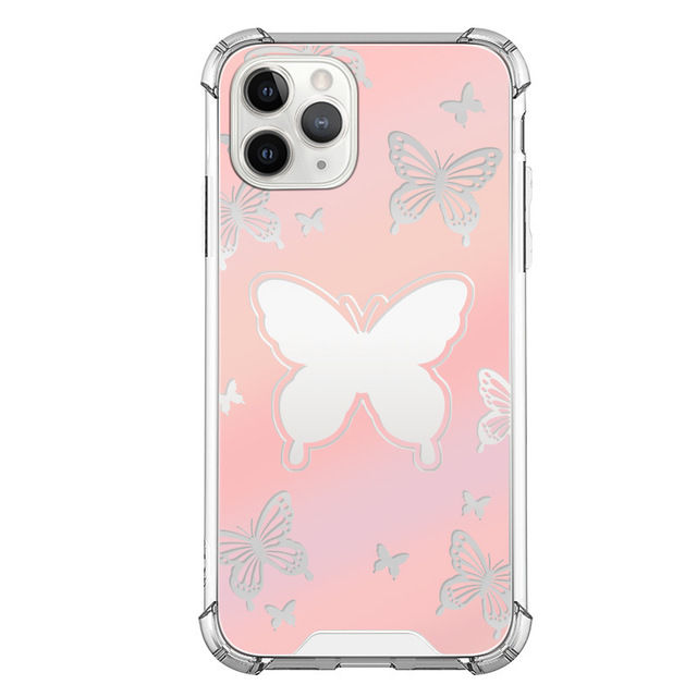 Pink Fashion Mirror Butterfly Pattern Makeup Anti-fall Luxury Cover