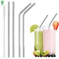 Pack of 4 Stainless Steel Straws + Straw Cleaning Brush | Metal Straw for Drinking Juice | Eco Friendly & Reusable. 
