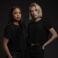 Pack Of 2 Women's Black Crop Top T Shirt. 