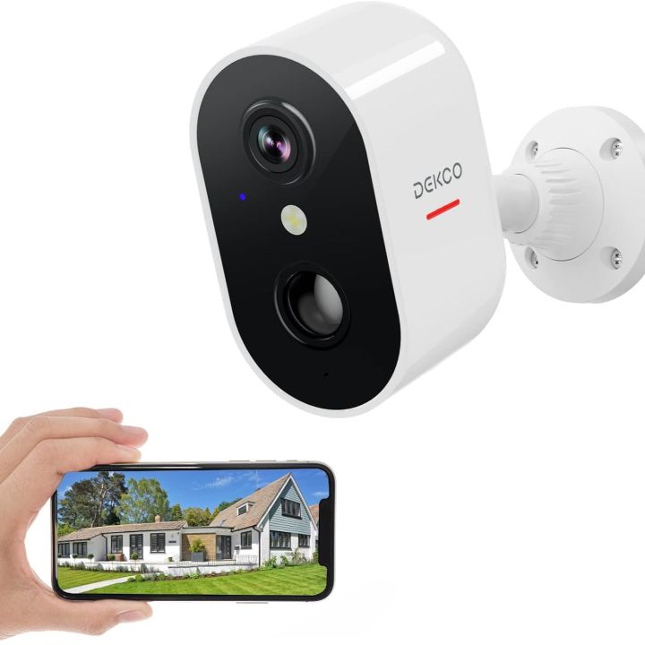 DEKCO Security Camera Outdoor Battery Operated, Wireless CCTV Camera for Home Security, 1080P WiFi Camera Outdoor with PIR Human Motion Detection & Siren, 2 Way Audio, IP66 Waterproo