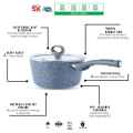 SK Cookware 16 Pieces Marble Coated Cookware Set – Signature Edition | Premium Non Stick Cookware Set with Glass Lids | Heavy Gauge Aluminum | Stylish Marble Finish | Perfect Wedding & Family Gift Set. 