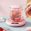 Safdar Mart-1Pc USB Electric Coffee Mug Milk Warmer with LCD Digital Temperature Display Adjustable with Auto Shut Off for Desk Stainless Steel & Glass Cup, PP Milk Bottle, Ceramic Cup Beverage Tea Water, Beverage, Hot Chocolate, Birthday Gift. 