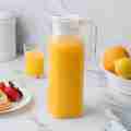 Glass Pitcher 1.1 Liter Jug with Lid Enjoy your favorite beverages featuring a practical lid for easy pouring and storage. Perfect for water, juice, or iced tea, this durable pitcher is an excellent addition to any kitchen. 