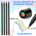 Wooden Rainbow Colored Pencils, 7 Color In 1 Rainbow Pencils, For Sketching, (12). 