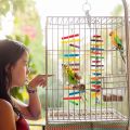 ZYMAL STORE 2 Pcs Bird Toys, Parrot  Toys with Multicolored Natural Wooden Blocks for Conures Parakeets Cockatiels Lovebirds African Grey Cockatoos Macaws and Amazon Parrots. 