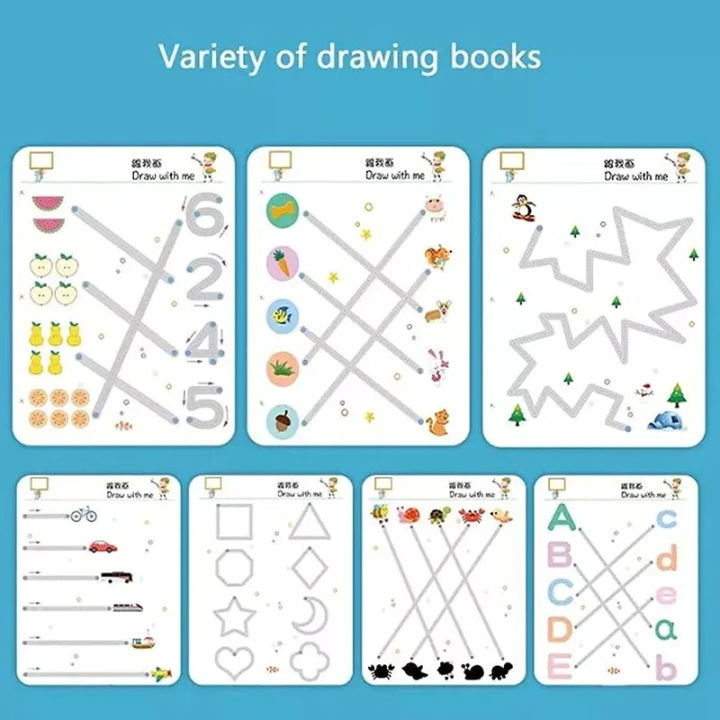 Magical%20Tracing%20Workbook%20Set%20,%2064%20Page%20Children%20Tracing%20Book%20For%20Kids%20Training%20Coloring%20Erasable%20Writing%20Materials%20Kid%20Educational%20Pen%20Control%20Rewritable%20Practice%20Digital%20Concentration%20Early%20Education%20Thinking%20Entry%20Basic%20Card%20Preschool%20Toys%20Workbook%20-%20Image%204