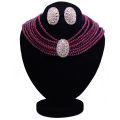 Maroon Jewelry Set with Center Golden Stone For Women - Maroon. 