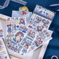 4 Sheets Cute Cartoon Girl Series Washi Stickers Album Diary Journal Decorative Crafts Scrapbooking DIY Sticker. 