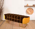 3 Seater Luxury sofa sitting Stool With Metal Stand- 3 seater Pouf Stool-Luxury Ottoman Stool. 