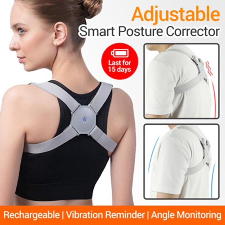 ​Smart Posture Corrector Vibration Belt USB Rechargeable Intelligent Vibration Induction Sensor Reminder High Elasticity Adjustable Upper Back Shoulder Lumbar Waist Support Belt for Children and Adult​
