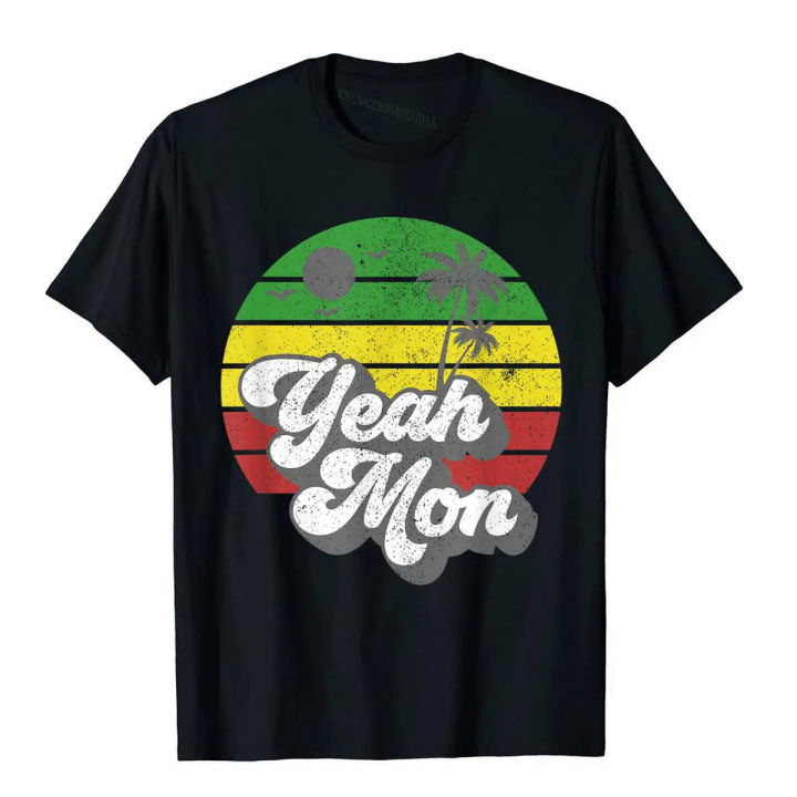 Yeah Mon Jamaica Rasta Roots Rock Reggae Jamaican Retro Gift T-Shirt Boy Family Geek Tops Shirt Cotton T Shirt Party