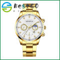 【BestGO】Fashion Sun Moon Star Diamond Men's Steel Band Watch Three Eyes Calendar Quartz Watch Men's. 