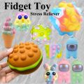 3D Pop it Fidget Burger Ball Toys Decompression Among Us Finger Squeeze Toys for Family Interactive Sensory Toys. 