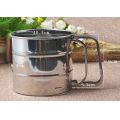 Stainless Steel Mesh Flour Sifter Mechanical Baking Icing Sugar Shaker Sieve Tool Cup with Handle. 